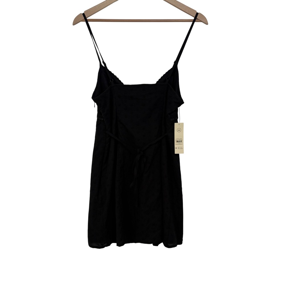 Y2K Womens Babydoll Black Eyelet Lace Trim Mini Dress M Dark Fairy Coquette - Picture 2 of 7